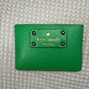 Kate Spade Emerald Card Case with Gold Accents